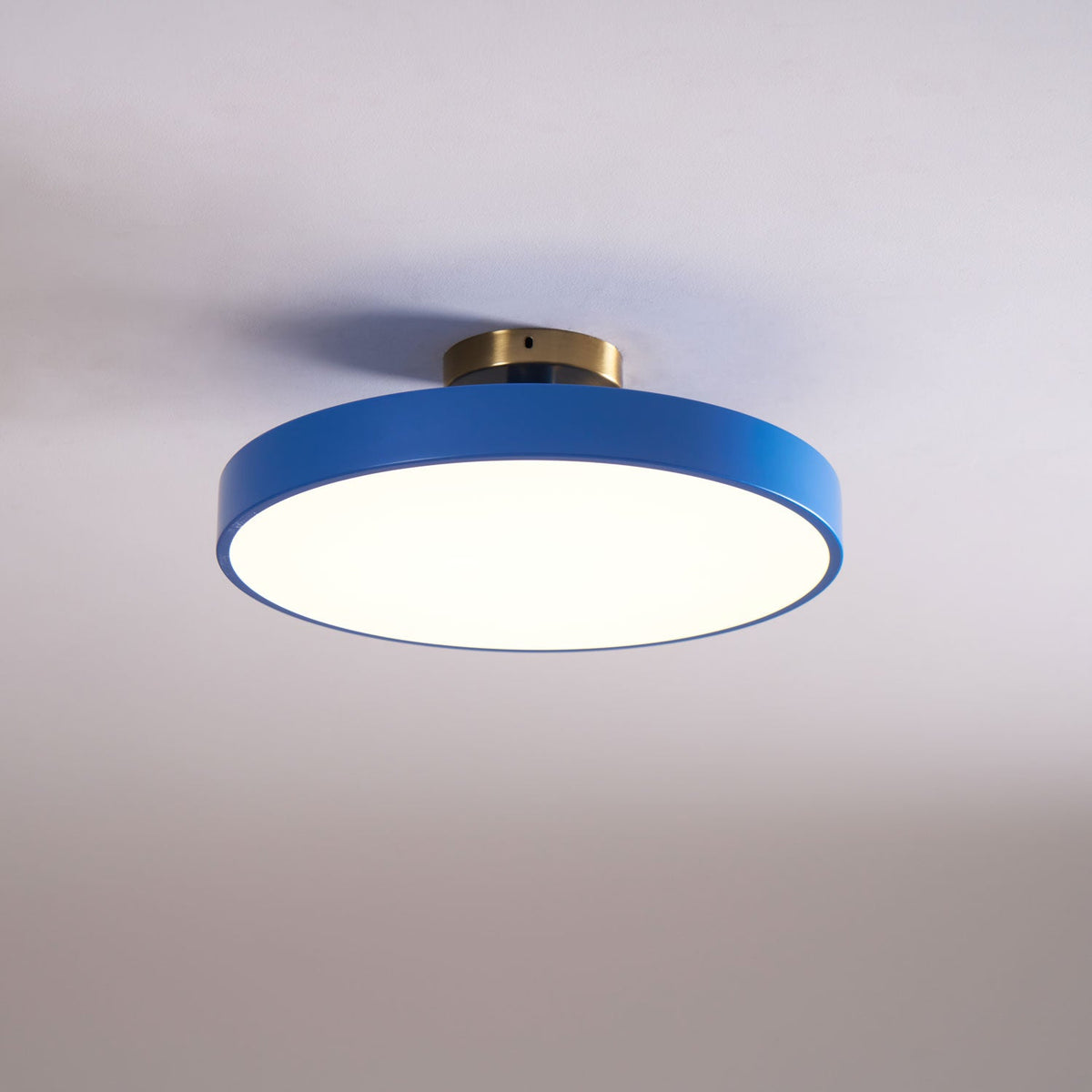 Isla Ceiling Light — Round Flush-Mount LED Ceiling Fixture with Black Metal Frame and White Diffuser | Ideal for Dining Rooms, Offices and Modern Interiors | Available in Six Colors | Sansoti