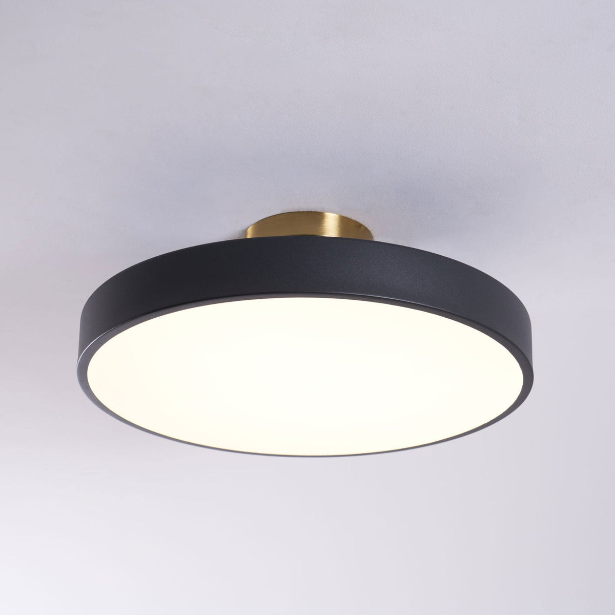 Isla Ceiling Light — Round Flush-Mount LED Ceiling Fixture with Black Metal Frame and White Diffuser | Ideal for Dining Rooms, Offices and Modern Interiors | Available in Six Colors | Sansoti