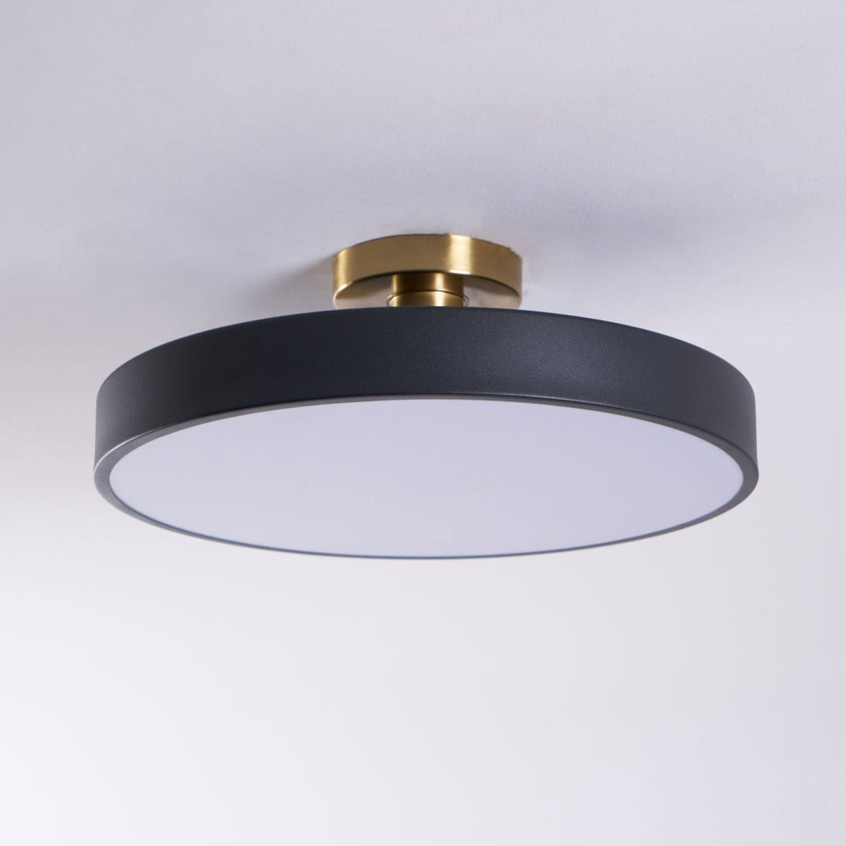 Isla Ceiling Light — Round Flush-Mount LED Ceiling Fixture with Black Metal Frame and White Diffuser | Ideal for Dining Rooms, Offices and Modern Interiors | Available in Six Colors | Sansoti