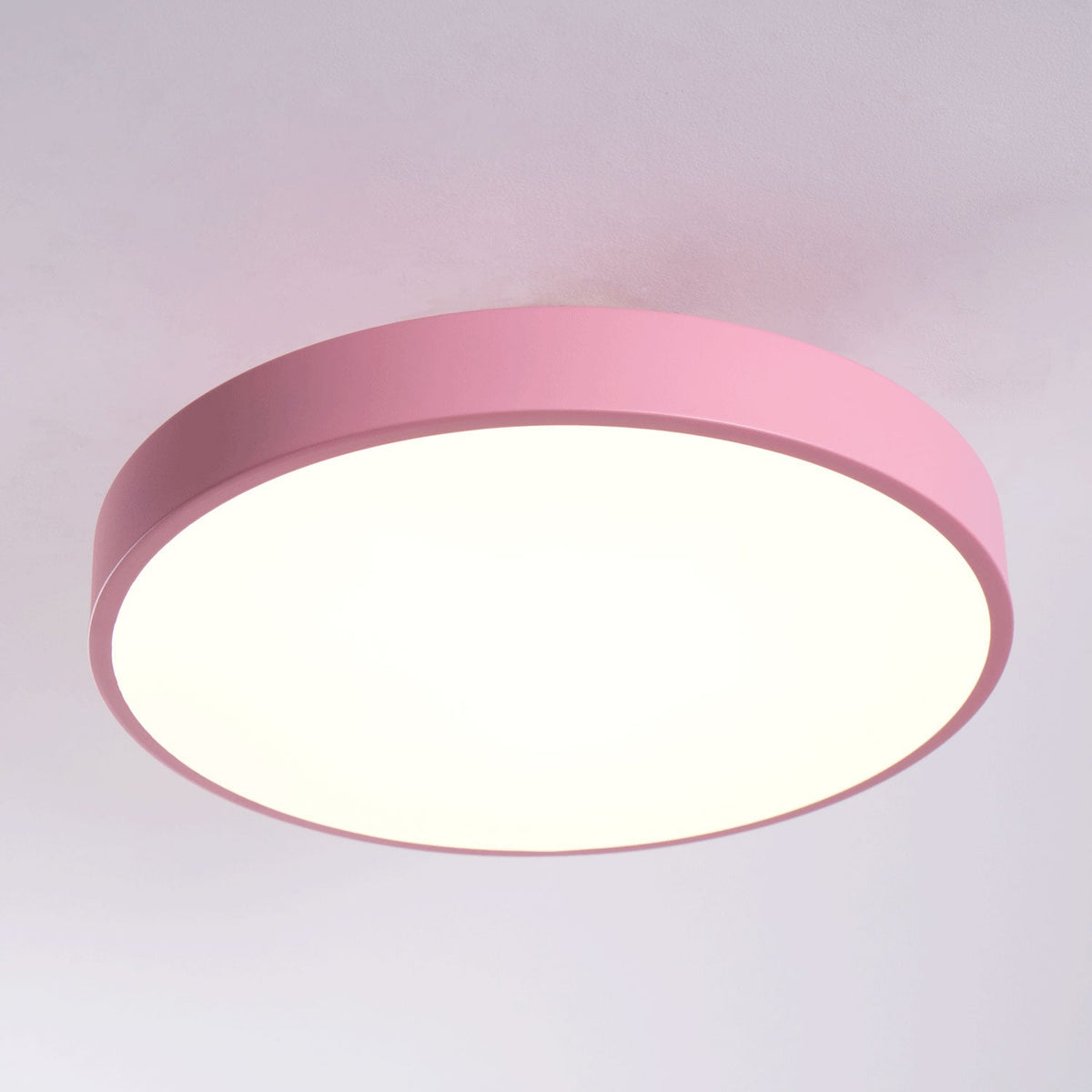 Isla Ceiling Light — Round Flush-Mount LED Ceiling Fixture with Black Metal Frame and White Diffuser | Ideal for Dining Rooms, Offices and Modern Interiors | Available in Six Colors | Sansoti