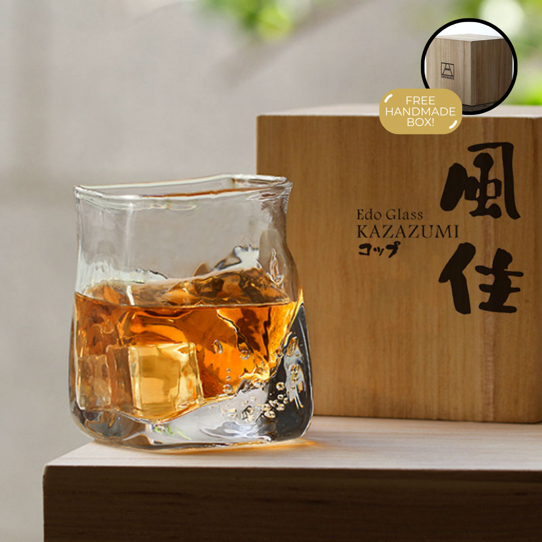 Verre à whisky fait main avec bulles d'air 255ml Verre en cristal transparent Robuste pour single malt Scotch Bourbon avec coffret cadeau en bois de luxe Cadeau parfait | Sansoti