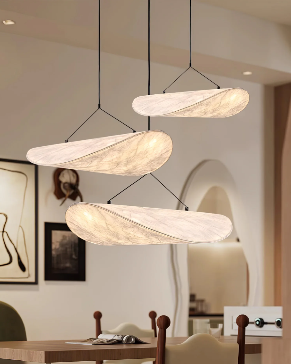 Sansoti - Japandi Pendant Lamp White for Bedroom and Living Room – Modern Ambient Lighting E27