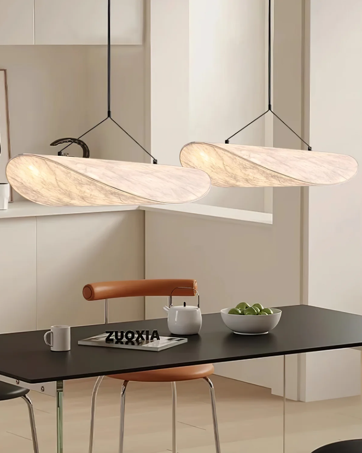 Sansoti - Japandi Pendant Lamp White for Bedroom and Living Room – Modern Ambient Lighting E27