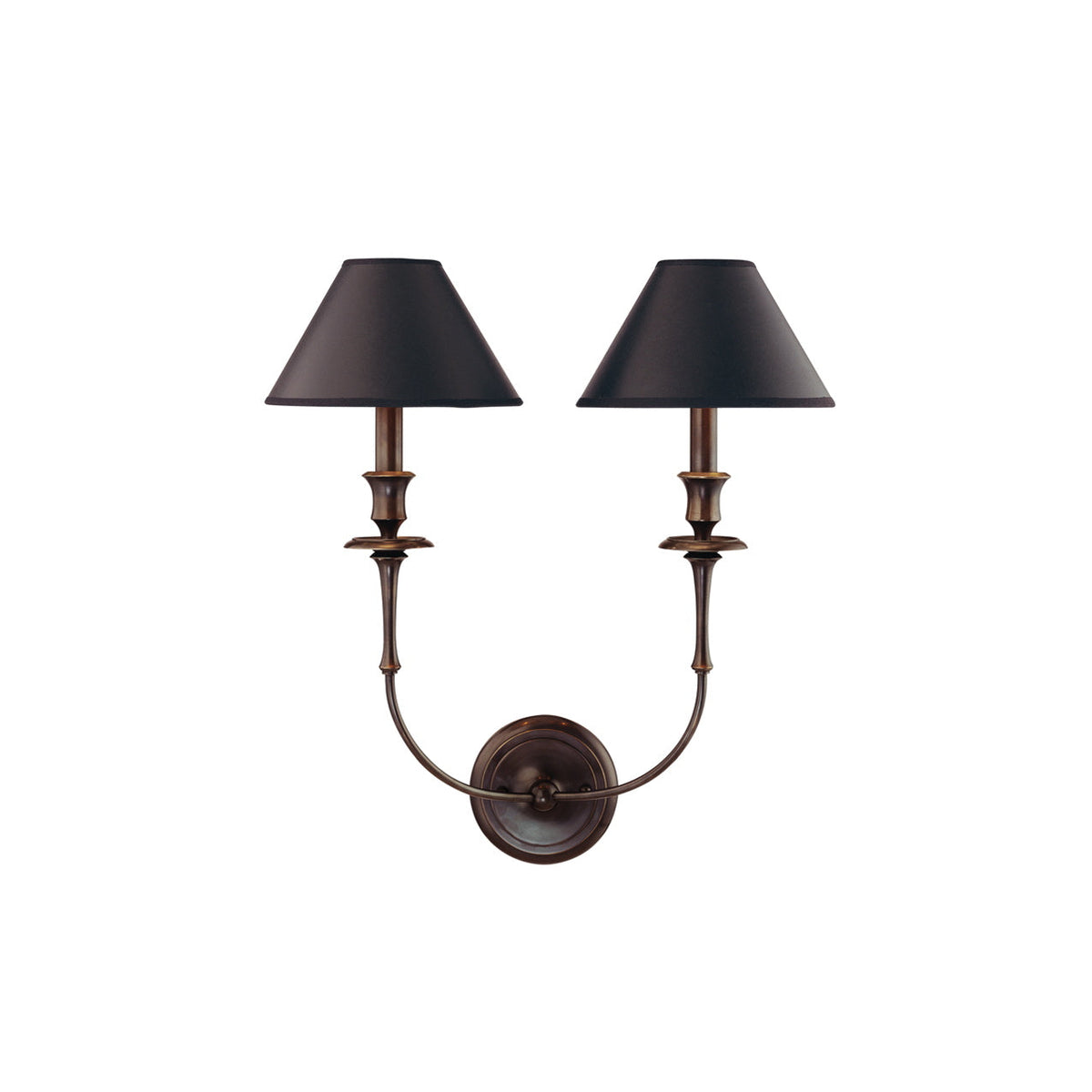 Moderne Wandleuchte mit schwarzem Stoffschirm in Messing, Nickel oder Schwarz – 1 oder 2 Lichtpunkte Designbeleuchtung | Sansoti