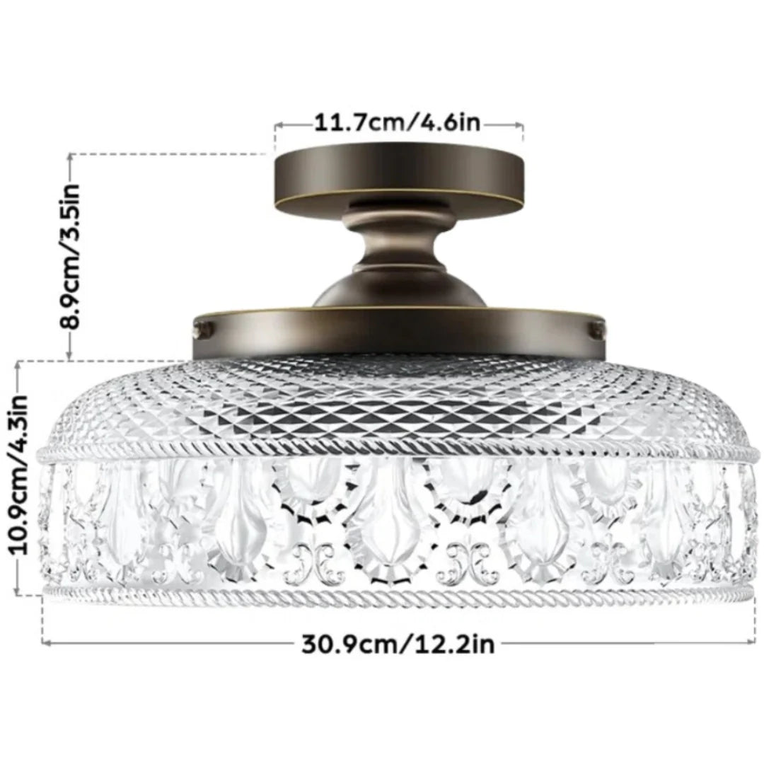 Moderne Deckenleuchte mit strukturiertem Glasscheibe – Gold, Schwarz & Grün – Ø30cm Designbeleuchtung für Wohnzimmer, Schlafzimmer, Flur | Sansoti