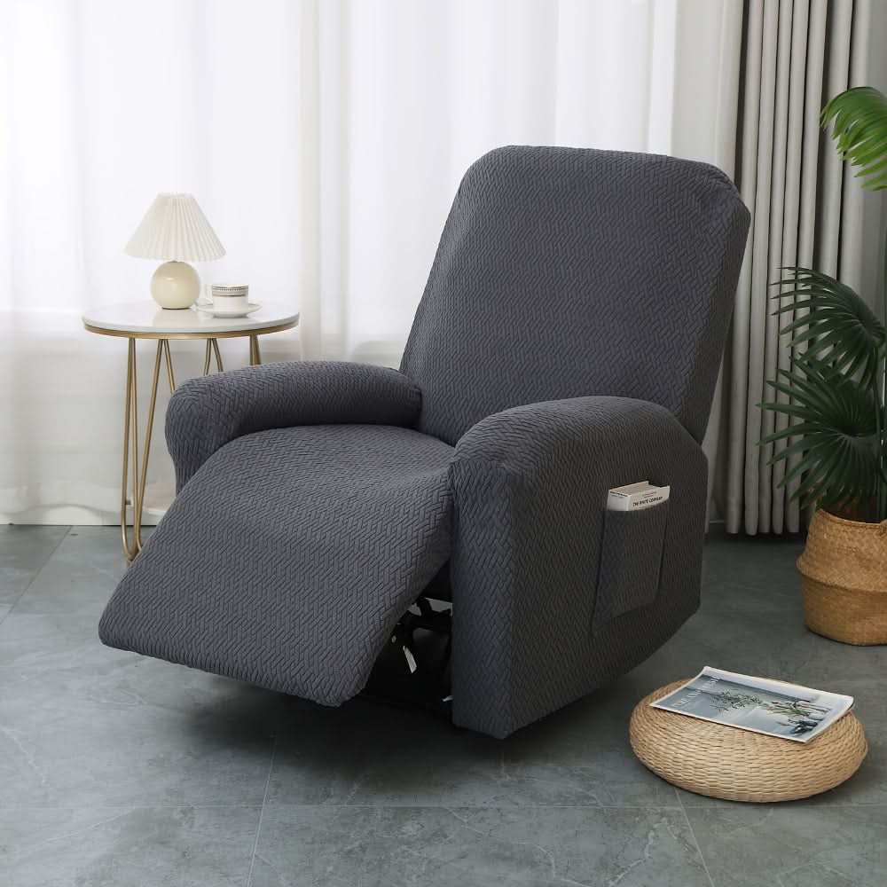 Rekstoel Hoes met Opbergzak Stretch Beschermer voor Relaxfauteuil Microvezel Meubelhoezen Wasbaar Woonkamer | Sansoti
