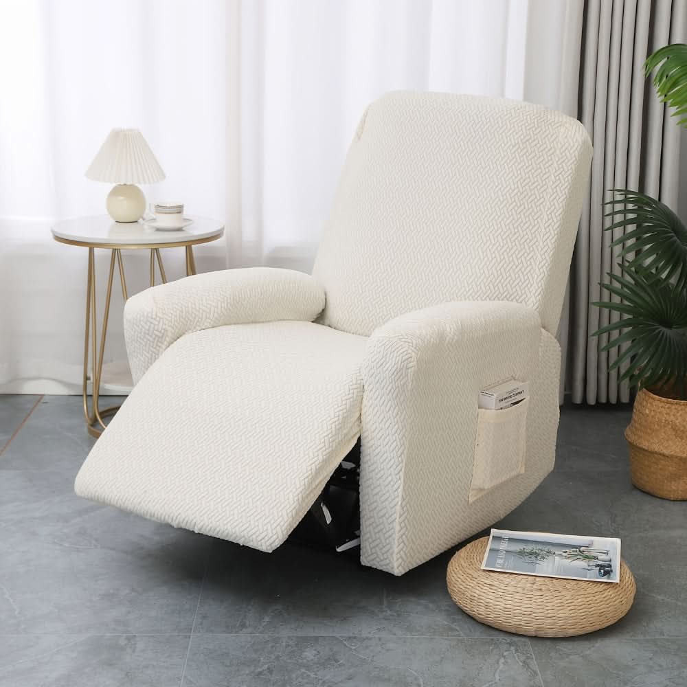 Rekstoel Hoes met Opbergzak Stretch Beschermer voor Relaxfauteuil Microvezel Meubelhoezen Wasbaar Woonkamer | Sansoti