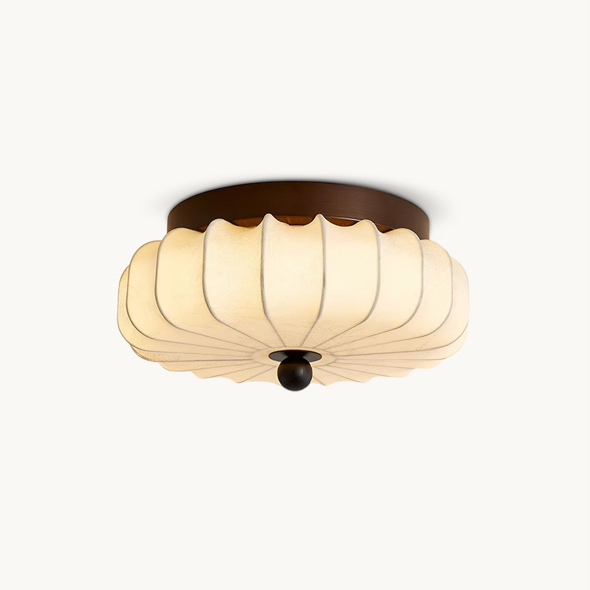 Deckenlampe mit Walnussrahmen und Stoffschirm – Vintage-Design mit integrierter LED | Sansoti