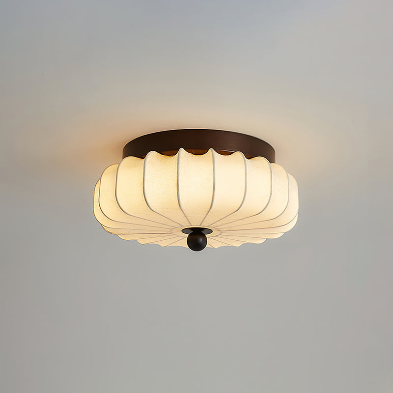 Ceiling Lamp with Walnut Frame and Fabric Shade – Vintage Design with Integrated LED | Sansoti