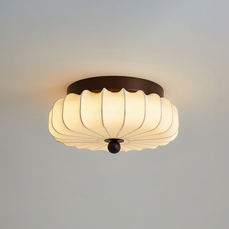 Ceiling Lamp with Walnut Frame and Fabric Shade – Vintage Design with Integrated LED | Sansoti