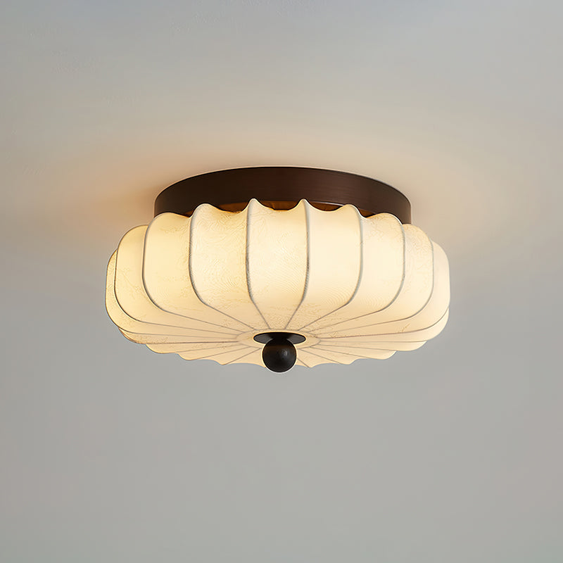 Ceiling Lamp with Walnut Frame and Fabric Shade – Vintage Design with Integrated LED | Sansoti