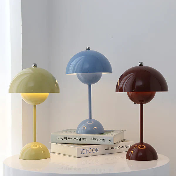 Lampe de Table LED Champignon Rechargeable Dimmable Design Métal 29cm | Sansoti