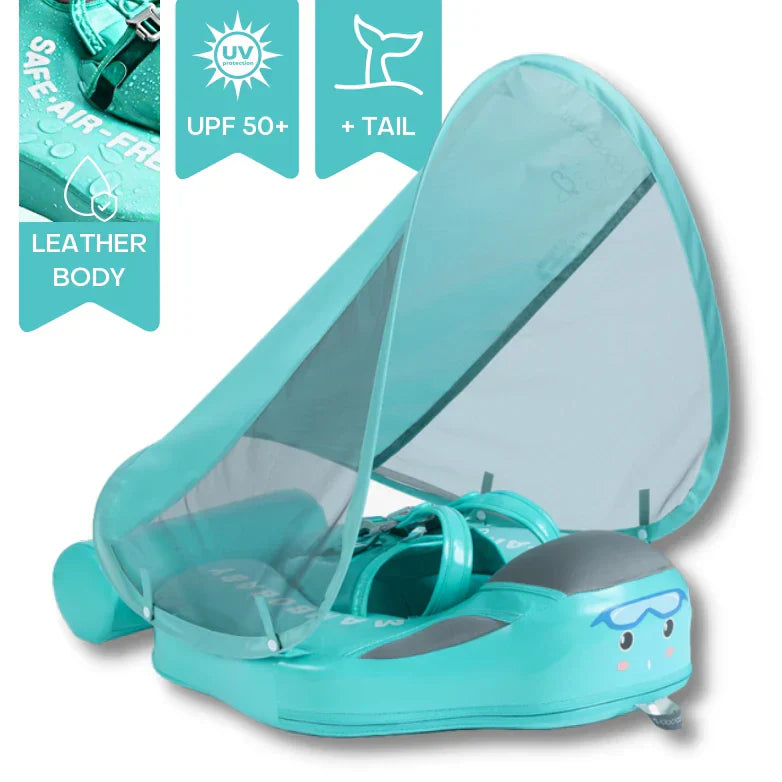 Aide à la natation gonflable bébé avec pare-soleil UPF 50+ et confort flottant doux | Bouée de sécurité pour enfants piscine et plage | Bouée bébé en forme de poisson avec protection | Sansoti