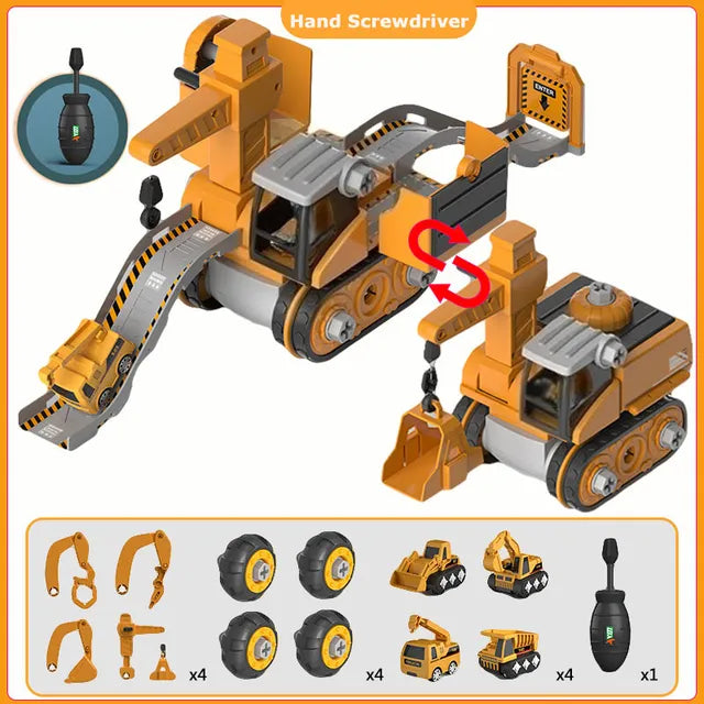 Constructiespeelgoed met Elektrische Schroevendraaier voor Kinderen – Bouwvoertuig Monteren – Educatief Montagespel voor Motoriek en Probleemoplossend Vermogen | Sansoti