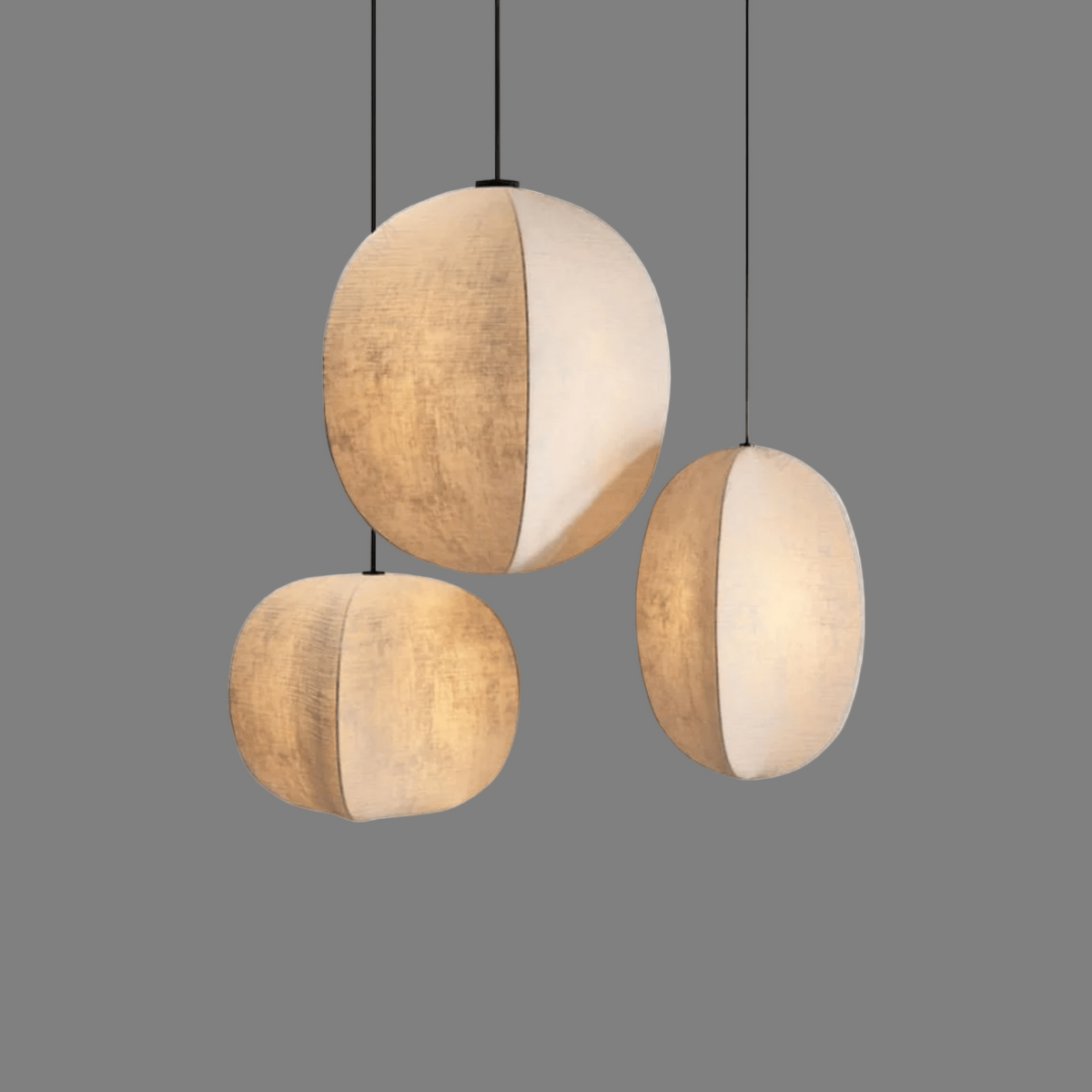 Linnen Hanglamp Lantaarnvorm E27 Naturel Textiel Pendelverlichting voor Eetkamer Hal Woonkamer Sfeervolle Verlichting | Sansoti