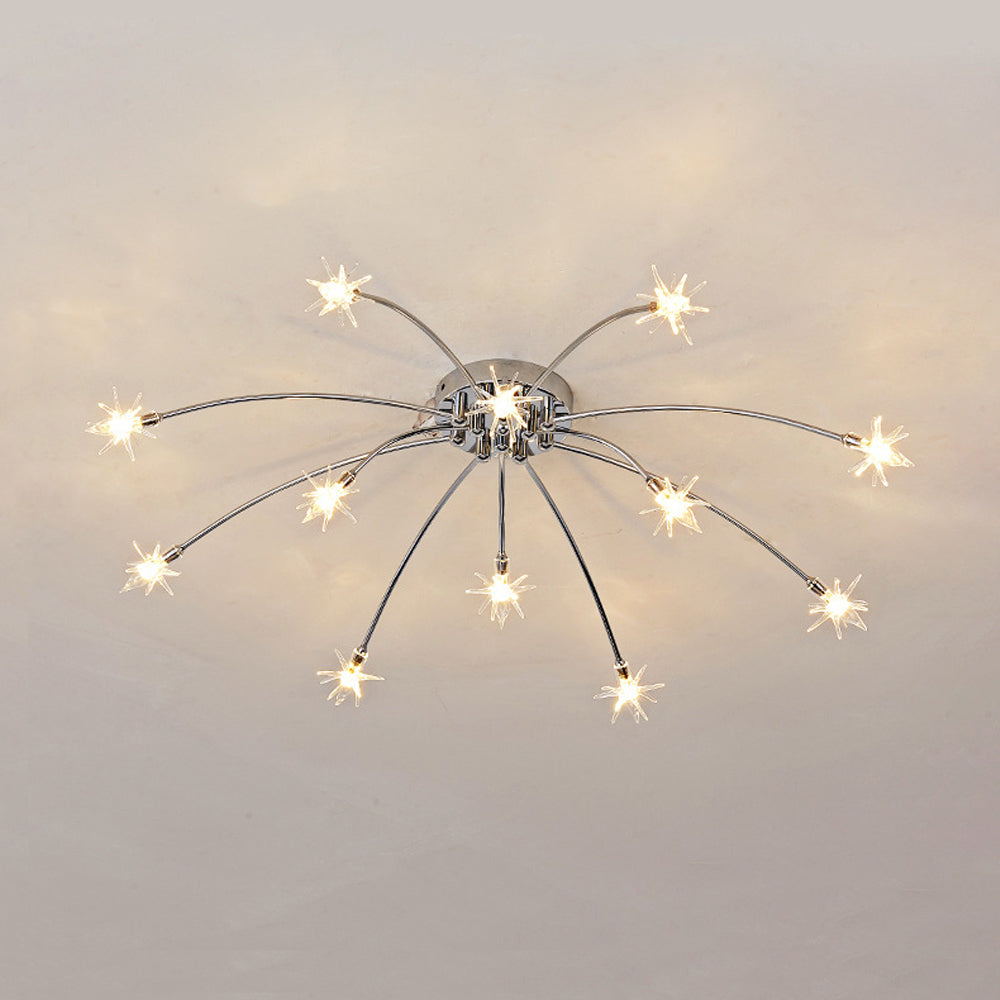 Ceiling Lamp Metal Glass Semi Flush Mount LED Modern Living Room Dining Room Bedroom | Sansoti