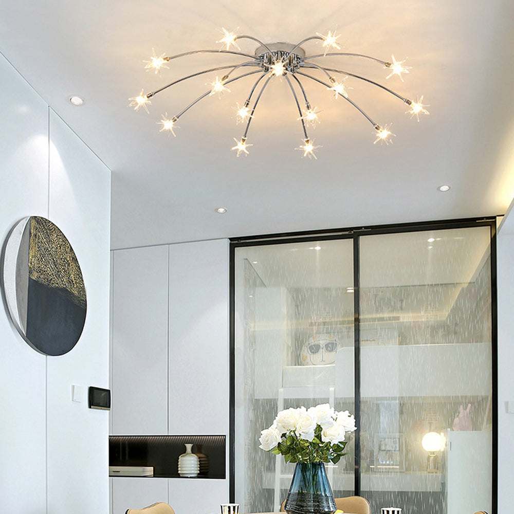 Ceiling Lamp Metal Glass Semi Flush Mount LED Modern Living Room Dining Room Bedroom | Sansoti