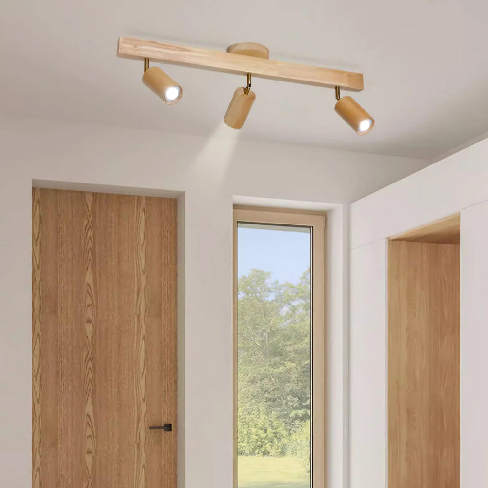 Éclairage Rail en Bois LED Plafonnier Applique Naturel Moderne Salon Salle à Manger | Sansoti