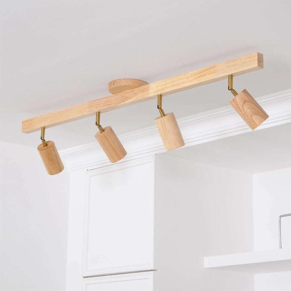Éclairage Rail en Bois LED Plafonnier Applique Naturel Moderne Salon Salle à Manger | Sansoti