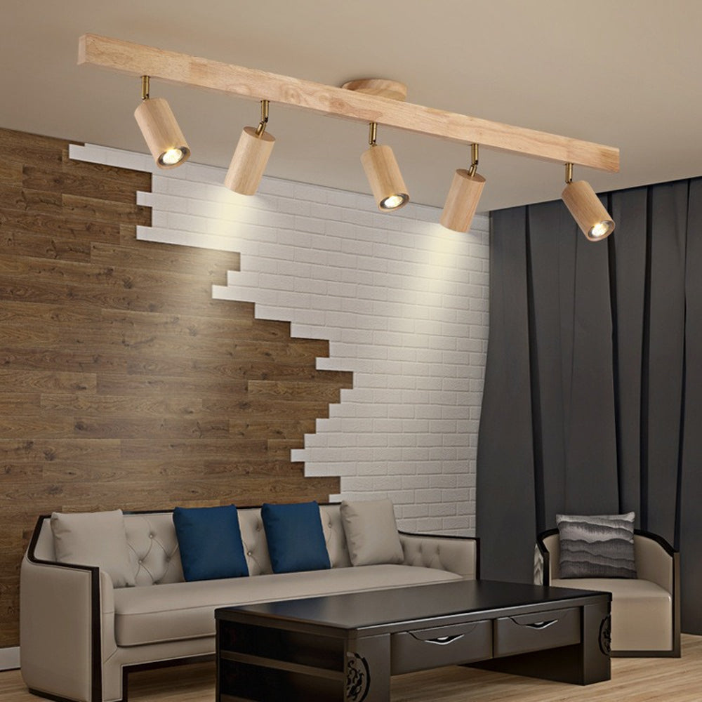 Éclairage Rail en Bois LED Plafonnier Applique Naturel Moderne Salon Salle à Manger | Sansoti
