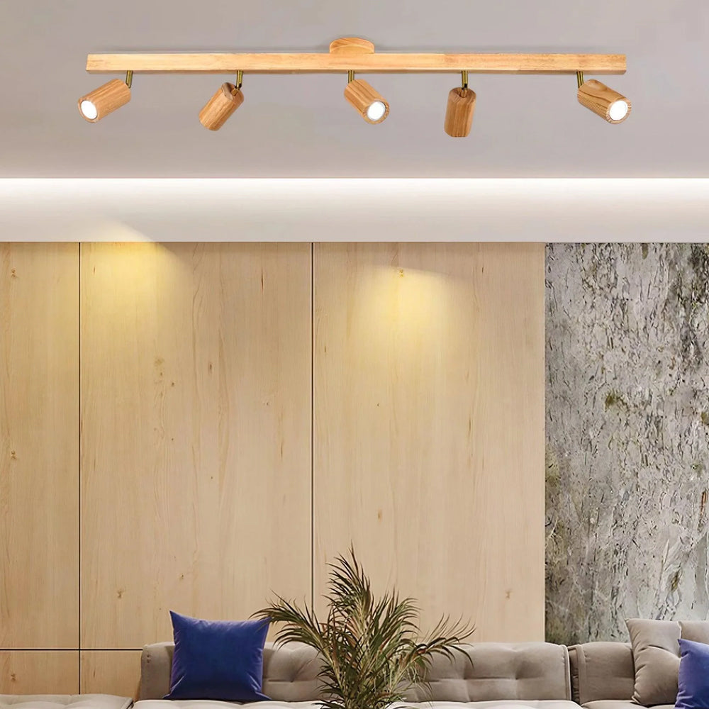 Éclairage Rail en Bois LED Plafonnier Applique Naturel Moderne Salon Salle à Manger | Sansoti