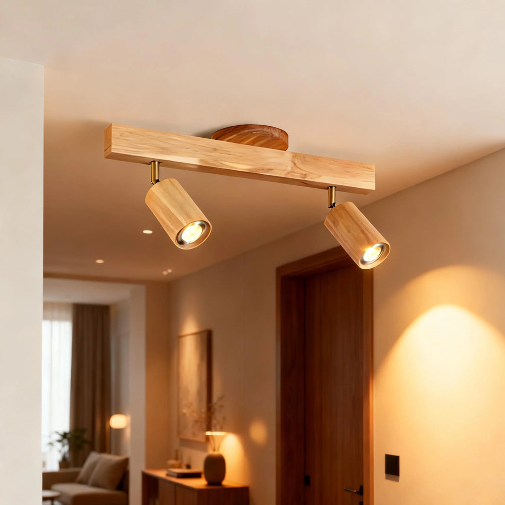 Éclairage Rail en Bois LED Plafonnier Applique Naturel Moderne Salon Salle à Manger | Sansoti