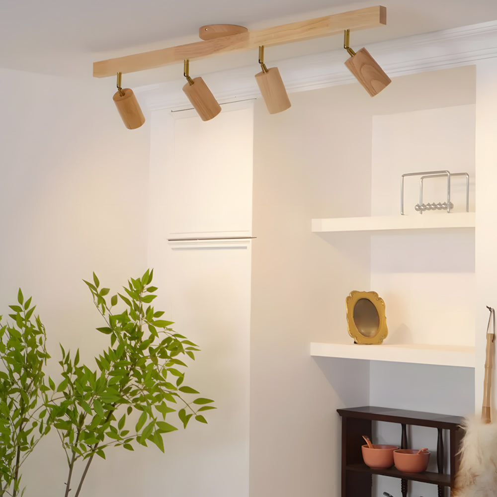 Éclairage Rail en Bois LED Plafonnier Applique Naturel Moderne Salon Salle à Manger | Sansoti