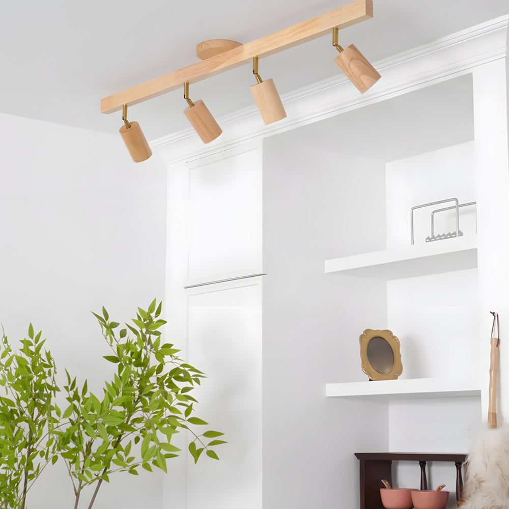 Éclairage Rail en Bois LED Plafonnier Applique Naturel Moderne Salon Salle à Manger | Sansoti