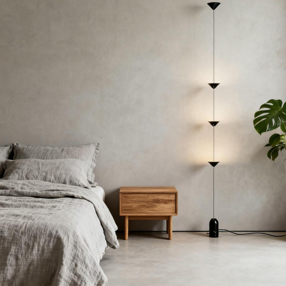 Sculpturale Hanglamp met Drie Conische Kappen Natuurstenen Voetstuk LED Warm Licht Modern Design Woonkamer | Sansoti