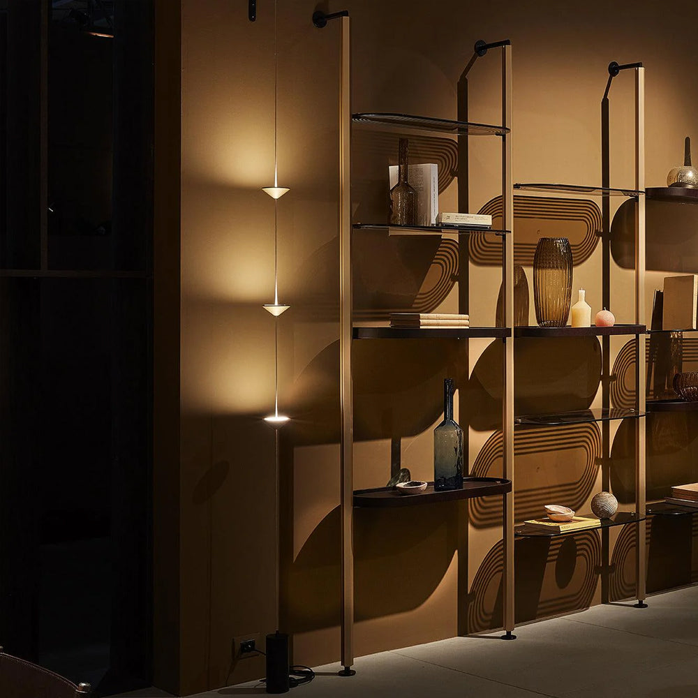 Sculpturale Hanglamp met Drie Conische Kappen Natuurstenen Voetstuk LED Warm Licht Modern Design Woonkamer | Sansoti