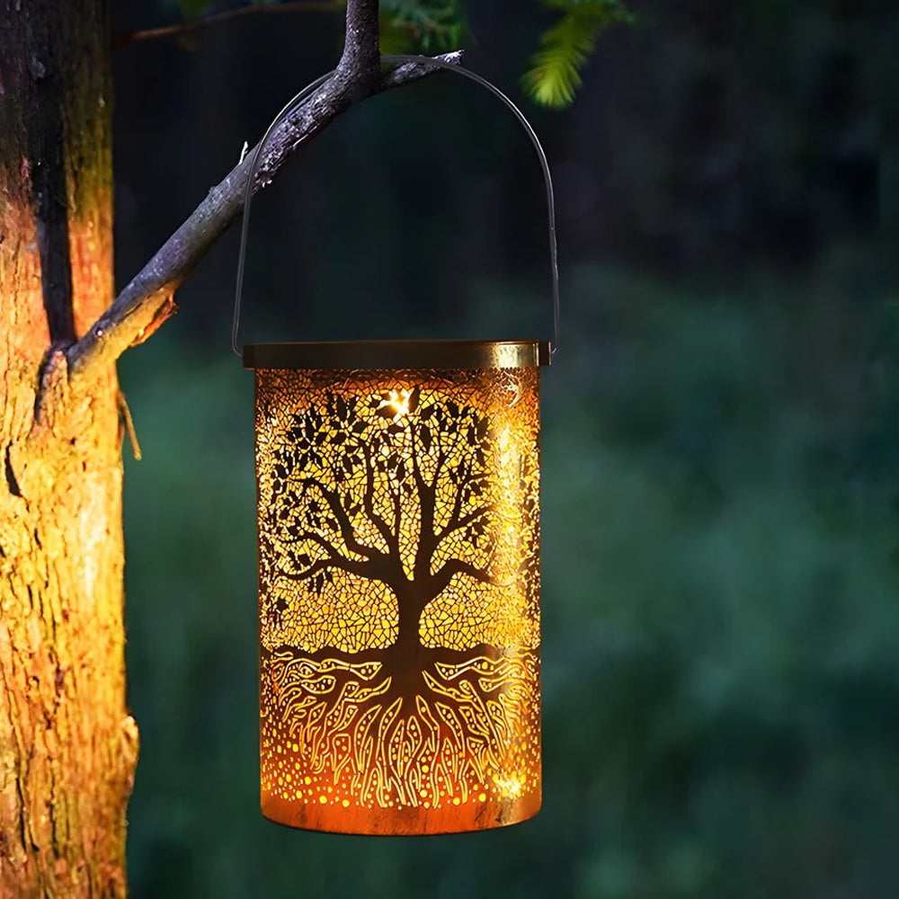 Solar Lantern Tree Pattern IP55 Waterproof Garden Hanging Standing Villa LED | Sansoti