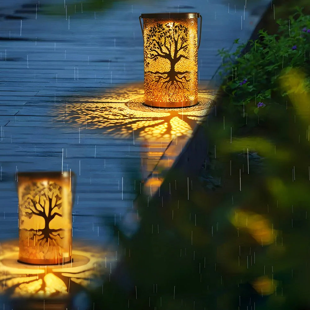 Solar Lantern Tree Pattern IP55 Waterproof Garden Hanging Standing Villa LED | Sansoti