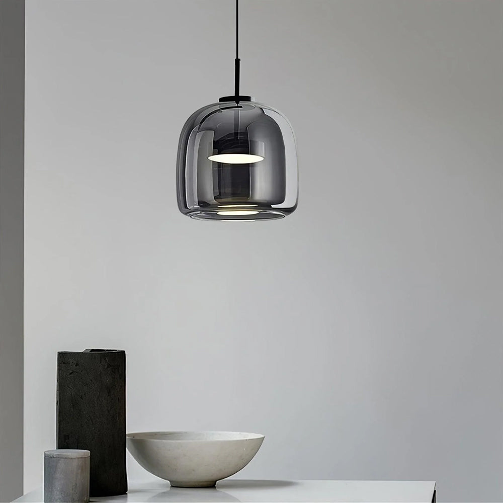 Pendant Lamp Smoked Glass Dome Vintage Minimalist LED Kitchen Dining Room Living Room Loft | Sansoti
