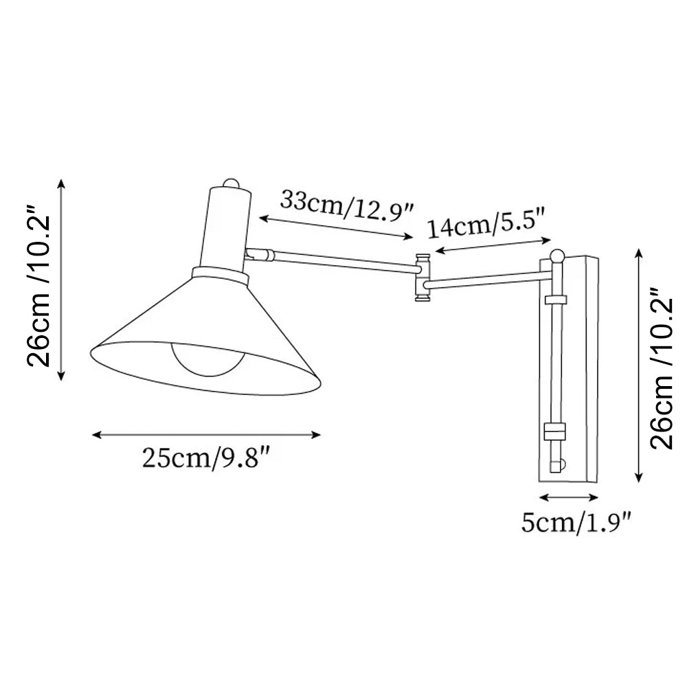 Wall Lamp Swiveling 360 Degrees Metal E27 Bed Lamp Living Room Bedroom Modern | Sansoti