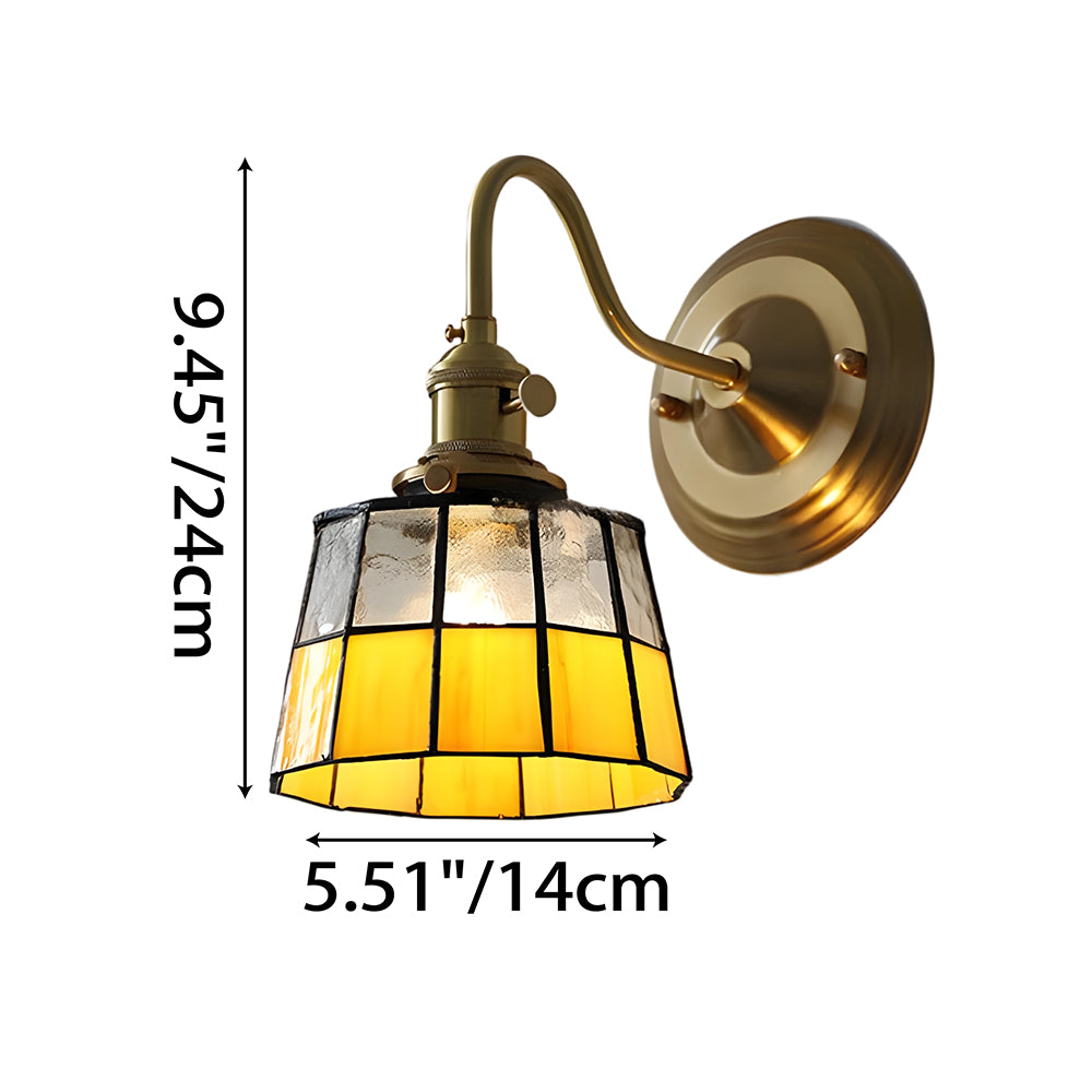 Copper Wall Lamp Study E27 Coloured Glass 24-28 cm High Art Deco Indoor Library | Sansoti