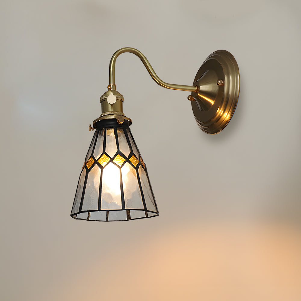 Copper Wall Lamp Study E27 Coloured Glass 24-28 cm High Art Deco Indoor Library | Sansoti