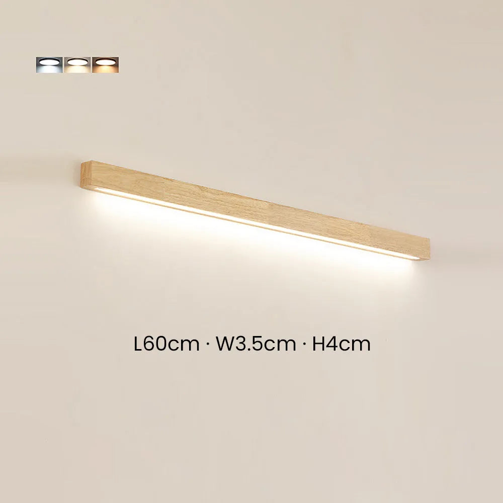 Wooden Wall Lamp with Mirror LED Bathroom Bedroom Kitchen Round Acrylic | Sansoti