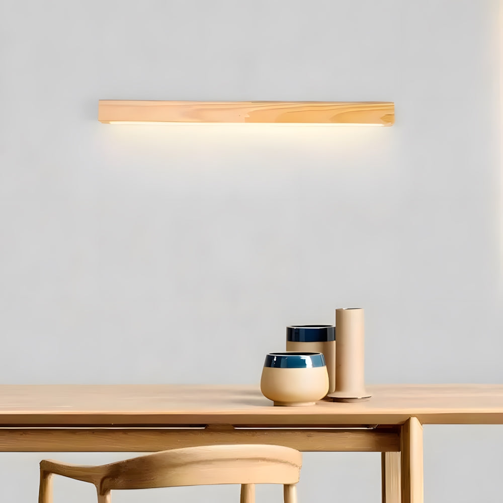 Wooden Wall Lamp with Mirror LED Bathroom Bedroom Kitchen Round Acrylic | Sansoti