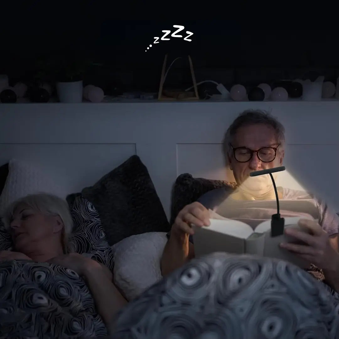 Flexible LED clip lamp with adjustable brightness and color temperature – rechargeable reading lamp for bed, desk and bookshelf | Sansoti