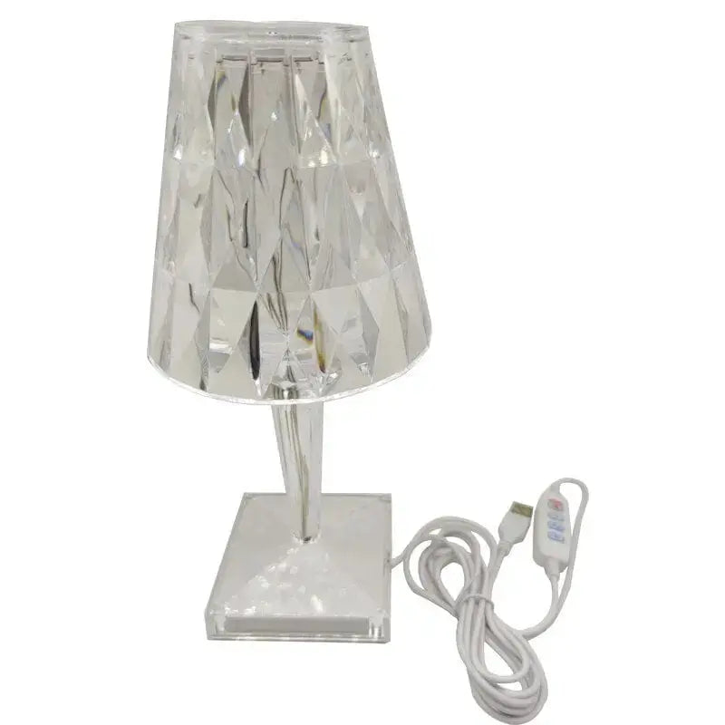 Wireless LED Table Lamp with Crystal-Cut Finish Transparent Rechargeable | Sansoti