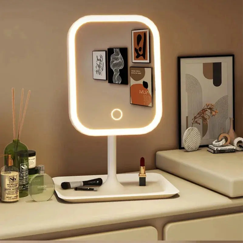 Illuminated Makeup Mirror with 3 Light Modes Dimmable Touch LED Table Model for Applying Makeup | Sansoti