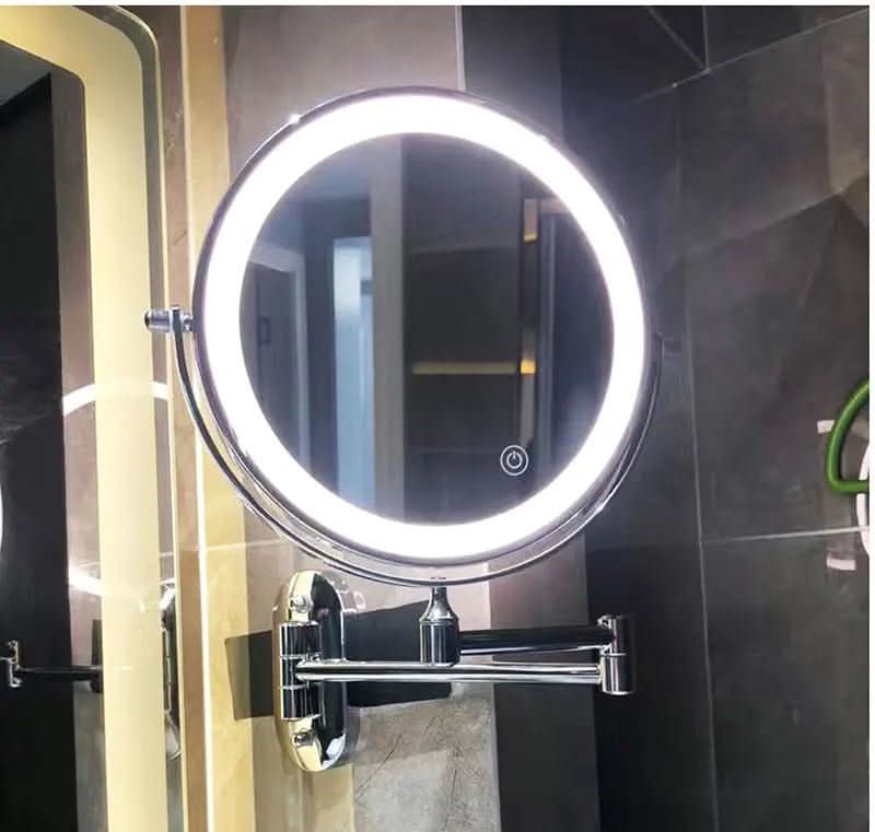 LED Makeup Mirror with Lighting, 3x-10x Magnification, Adjustable, Dimmable, Rechargeable, Compact Travel Size | Sansoti