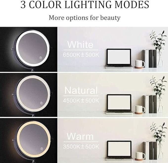 Illuminated Rechargeable Dimmable 20cm Magnifying Makeup Mirror, Bathroom Vanity Mirror | Sansoti
