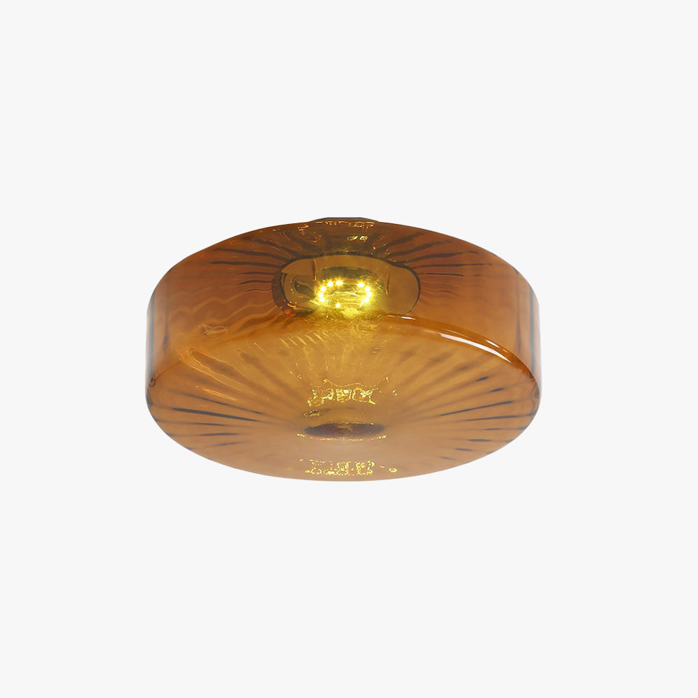 Plafondlamp Amberkleuring Glas Zonnestraalpatroon Retro Verlichting Warm Licht Metalen Fitting Woonkamer | Sansoti