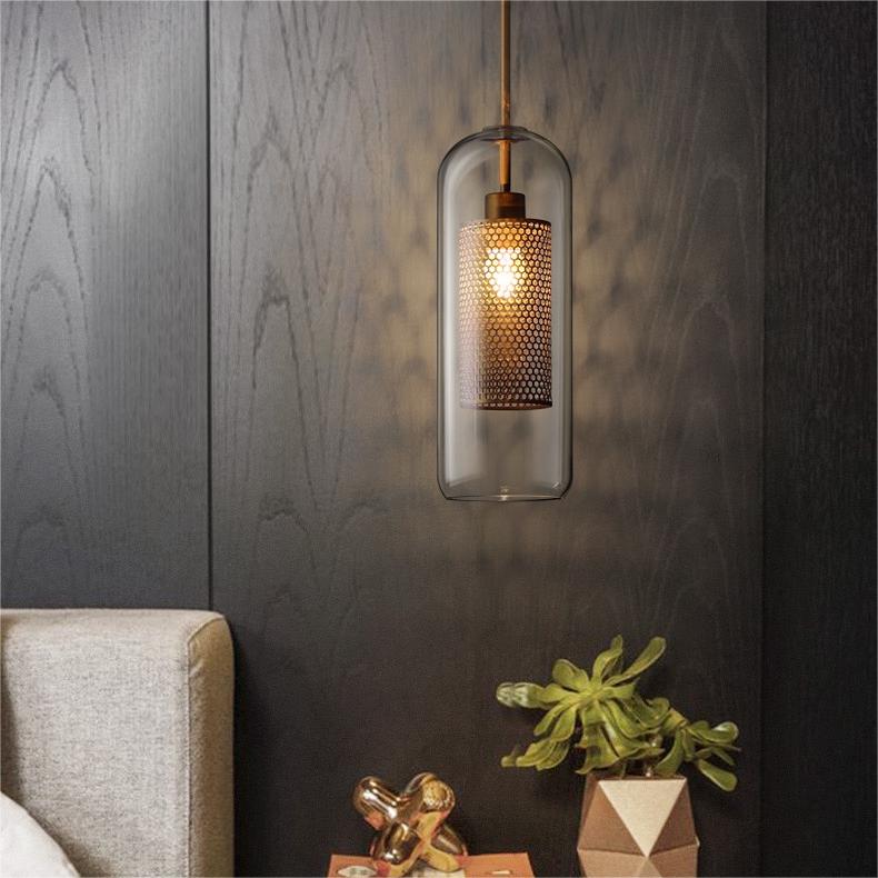 Glass Pendant Light Globe Gold or Silver E26 Socket Adjustable Cord Dining Room Bedroom Living Room Modern | Sansoti