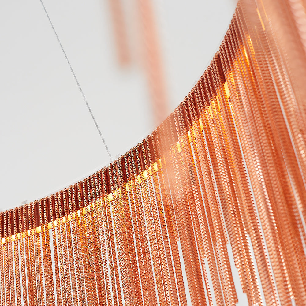 Pendelleuchte Kette mit LED-Tassel-Design aus Metall in Gold, Silber oder Roségold für Esszimmer, Wohnzimmer oder Schlafzimmer | Sansoti