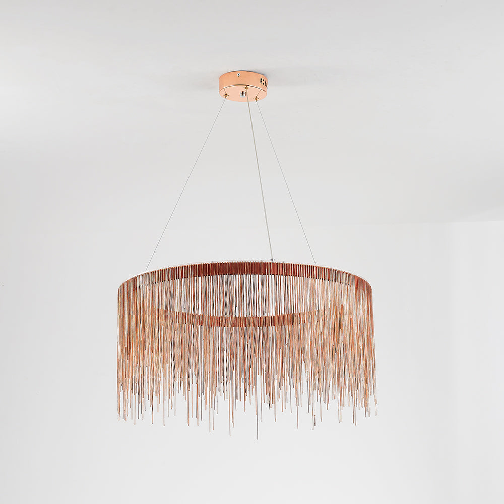 Pendelleuchte Kette mit LED-Tassel-Design aus Metall in Gold, Silber oder Roségold für Esszimmer, Wohnzimmer oder Schlafzimmer | Sansoti
