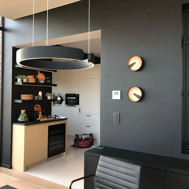 Floating LED Ring Light Minimalist Modern Metal Dimmable Pendant Light Bedroom Living Room Dining Room Ceiling | Sansoti