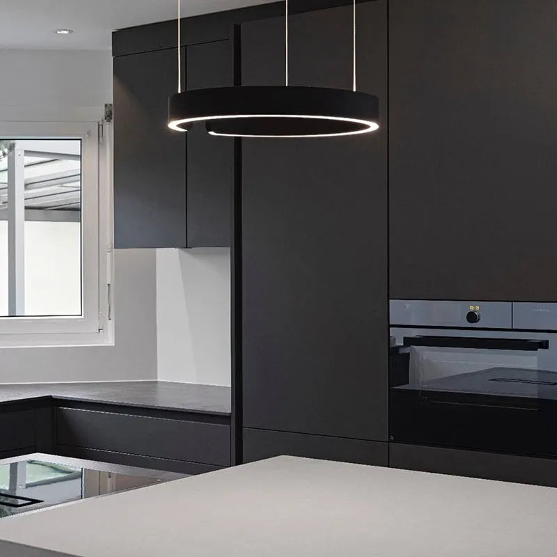 Floating LED Ring Light Minimalist Modern Metal Dimmable Pendant Light Bedroom Living Room Dining Room Ceiling | Sansoti