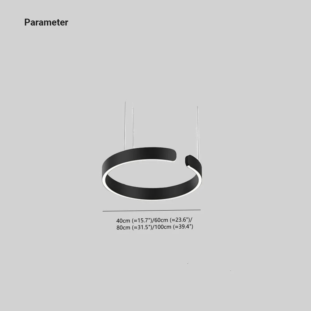 Floating LED Ring Light Minimalist Modern Metal Dimmable Pendant Light Bedroom Living Room Dining Room Ceiling | Sansoti